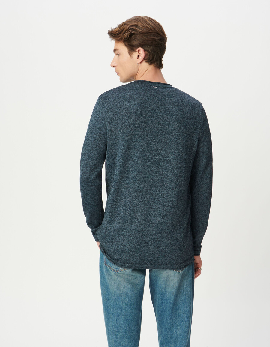 maglione in maglia mouliné blu da uomo