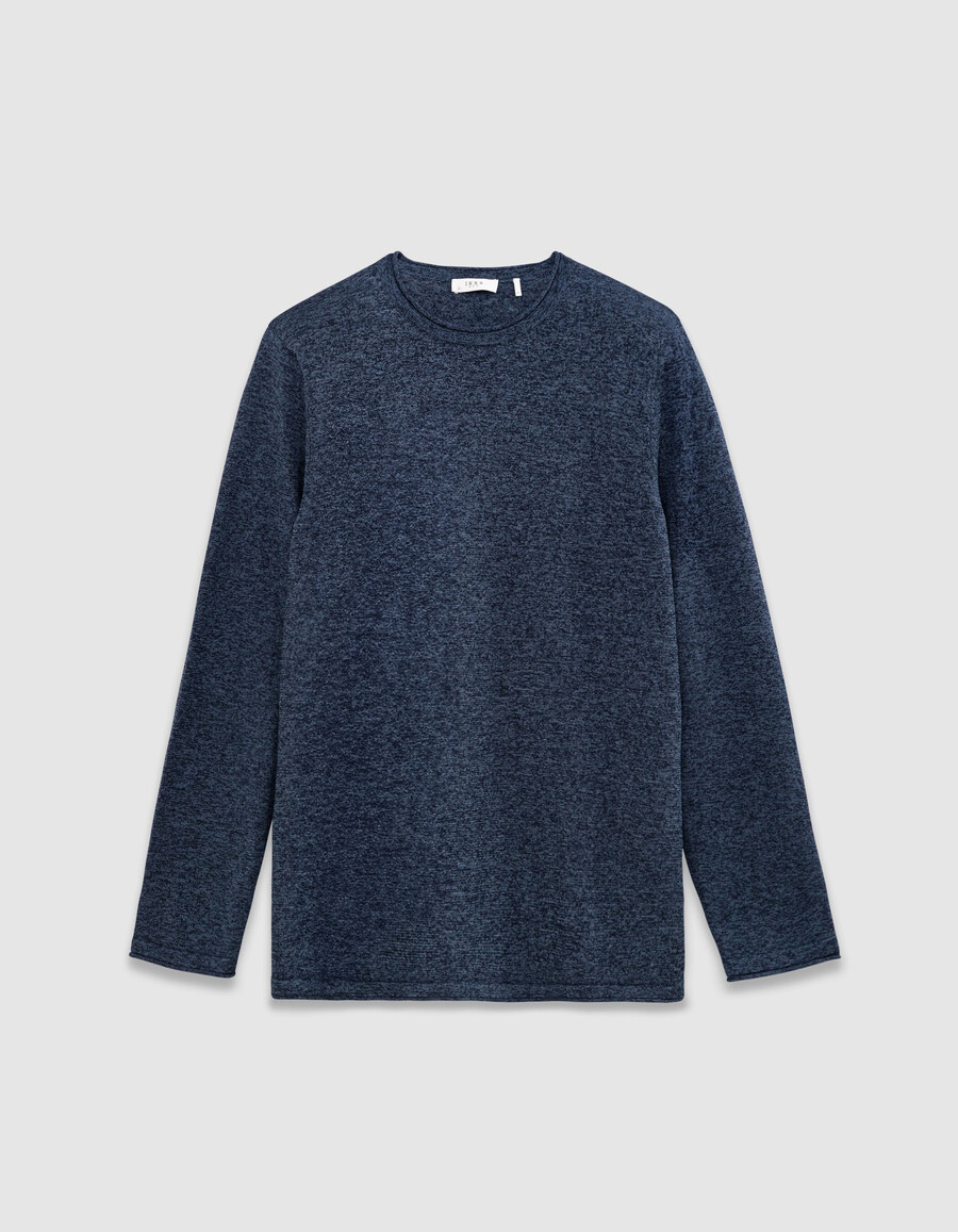 maglione in maglia mouliné blu da uomo