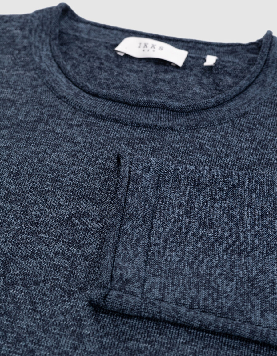 maglione in maglia mouliné blu da uomo