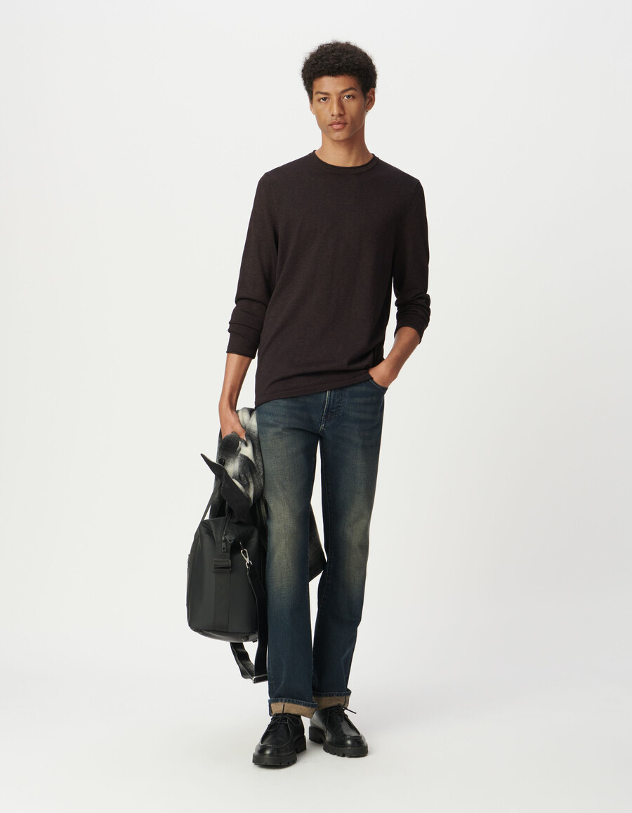 maglione da uomo in maglia mouliné color prugna
