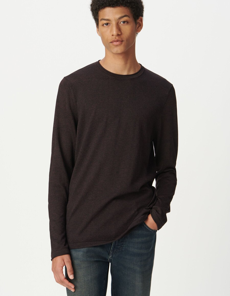 maglione da uomo in maglia mouliné color prugna
