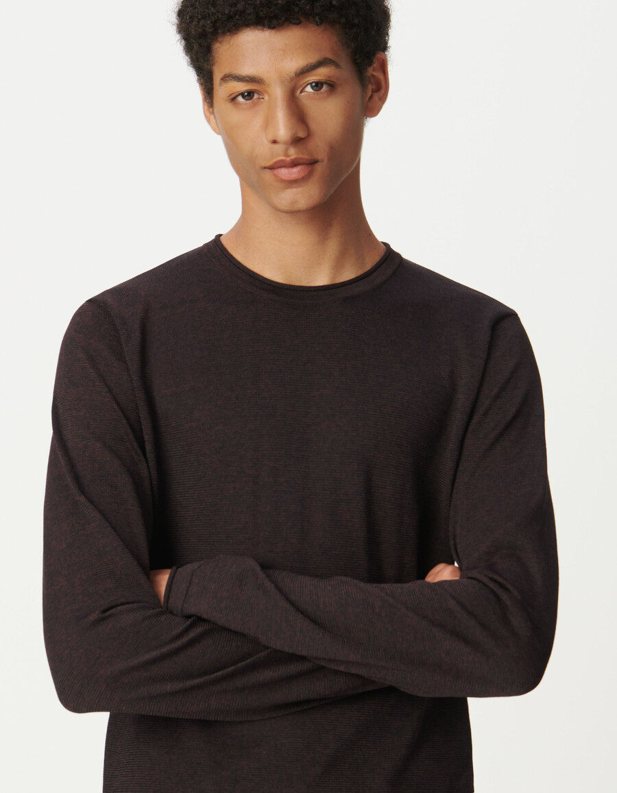 maglione da uomo in maglia mouliné color prugna