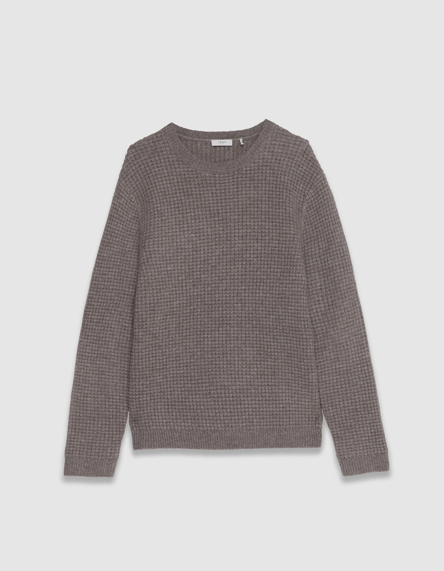 maglione girocollo in rilievo beige da uomo