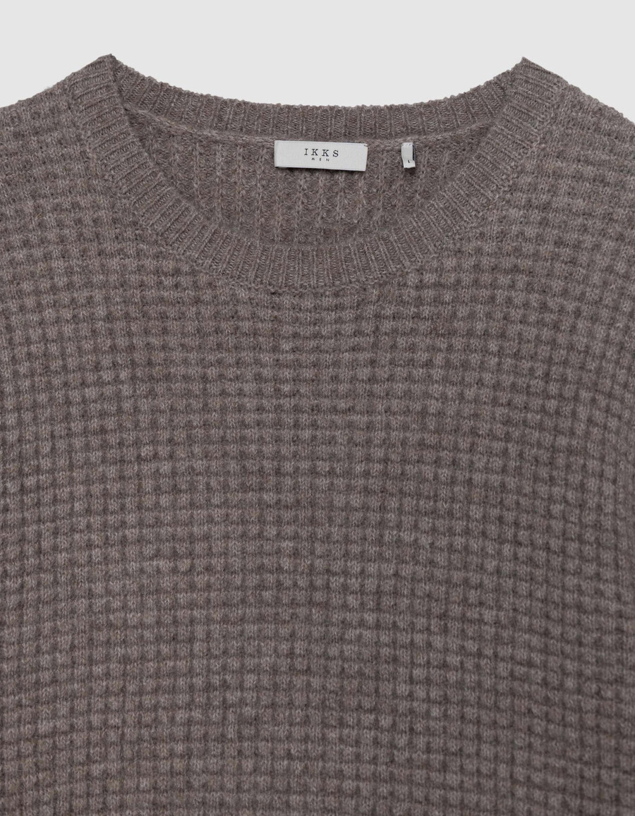 maglione girocollo in rilievo beige da uomo