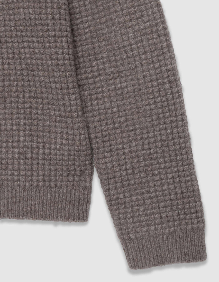 maglione girocollo in rilievo beige da uomo