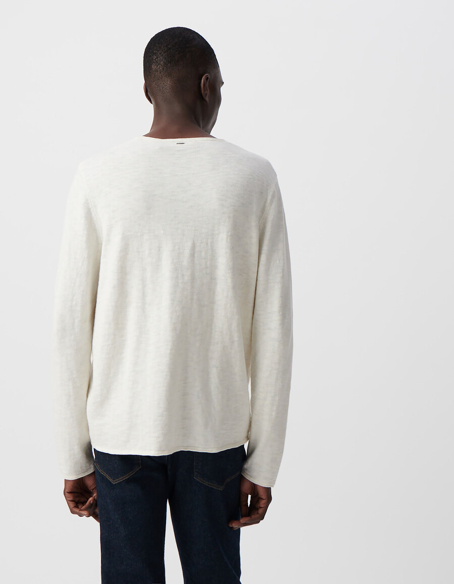 maglione da uomo in maglia gesso slub con bordi arrotolati