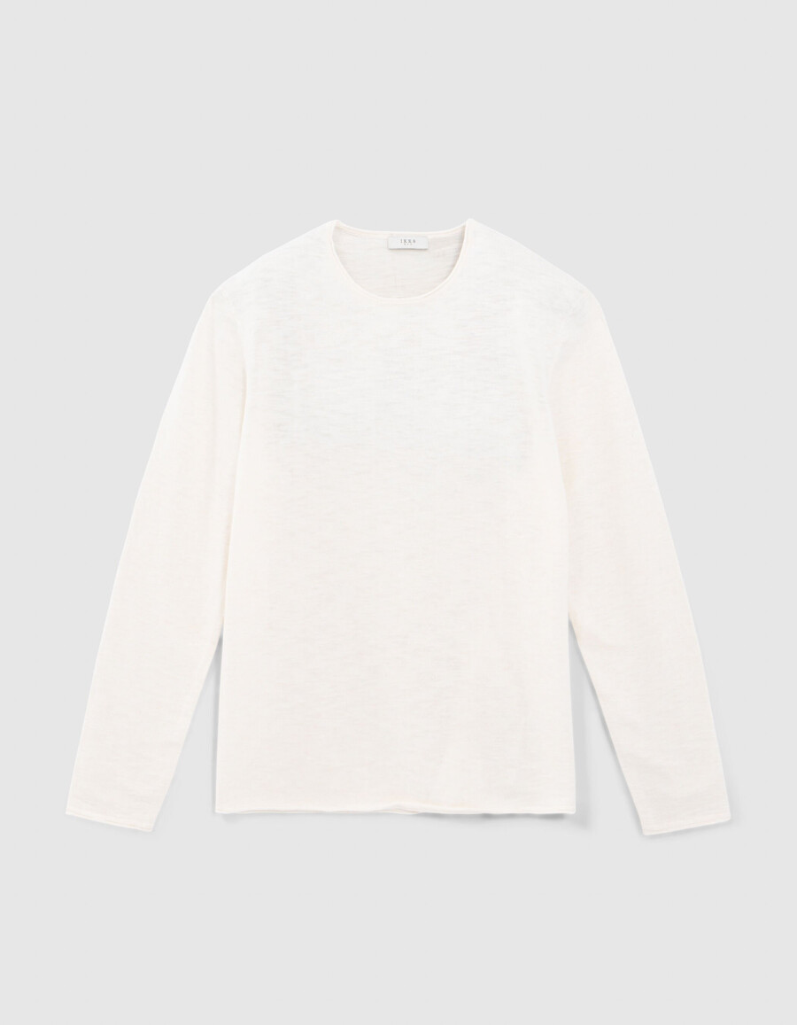 maglione da uomo in maglia gesso slub con bordi arrotolati