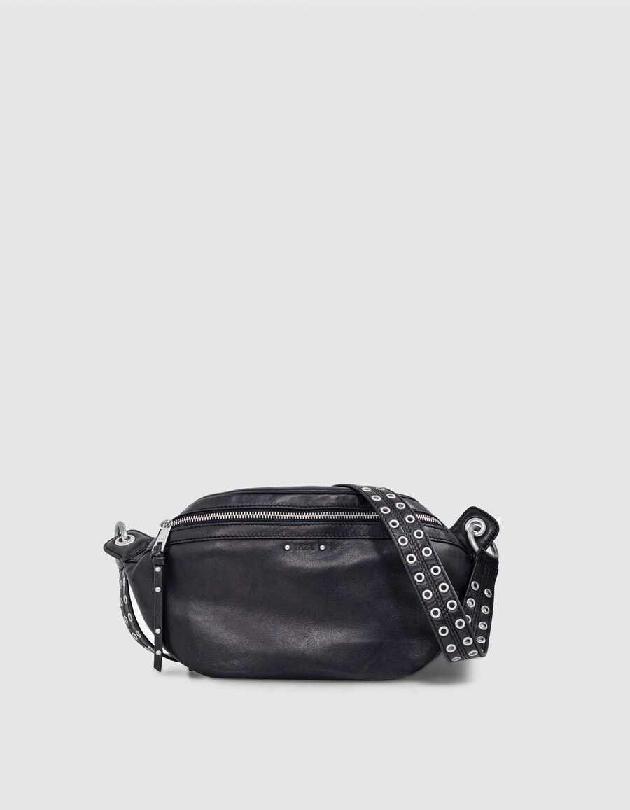 borsa da cintura in pelle nera da donna 1440