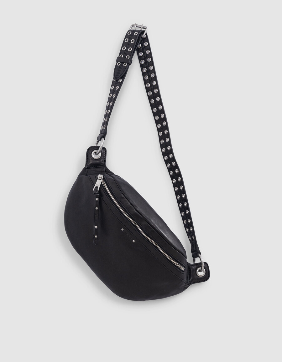 borsa da cintura in pelle nera da donna 1440