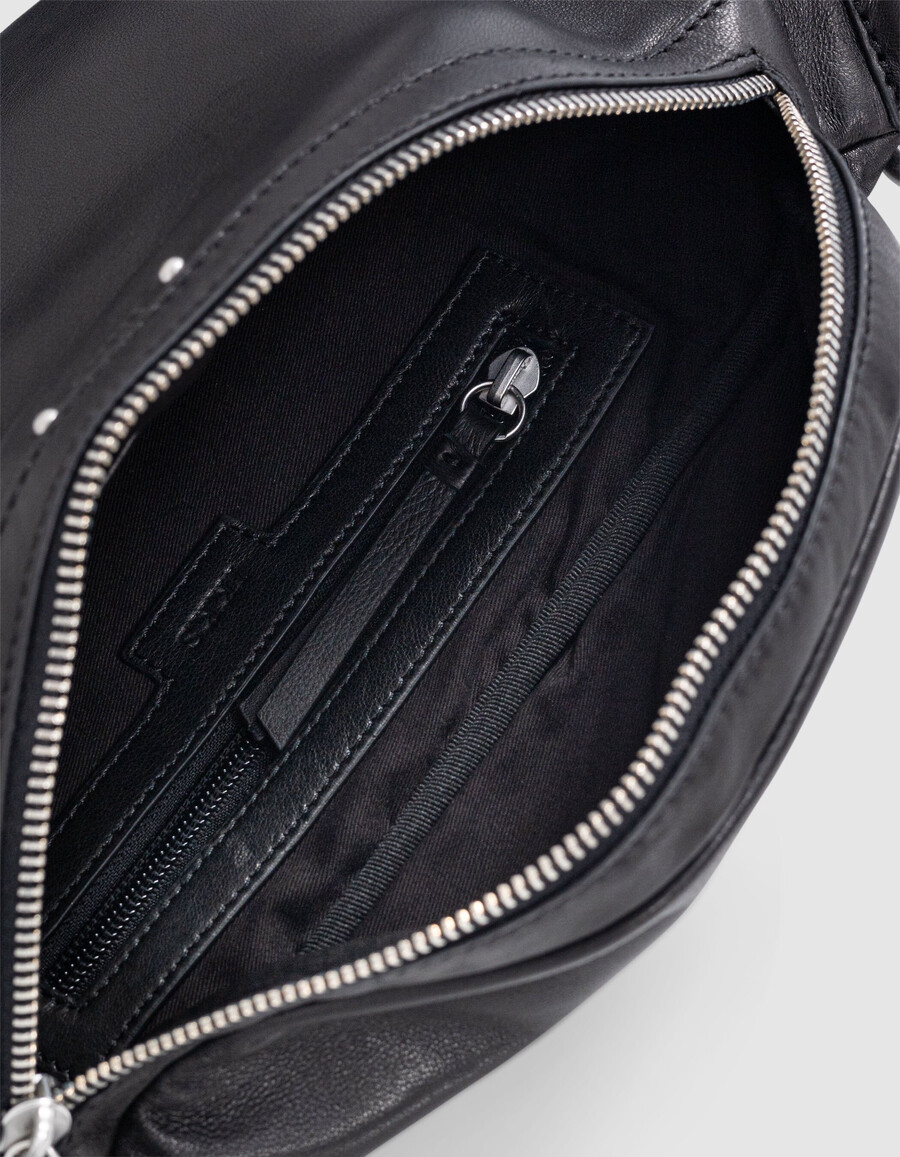 borsa da cintura in pelle nera da donna 1440