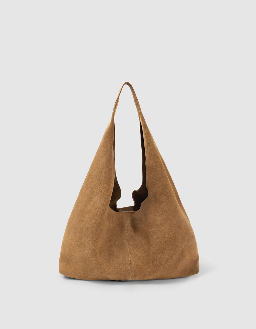 borsa hobo in pelle scamosciata color cammello