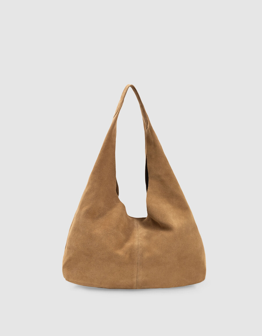 borsa hobo in pelle scamosciata color cammello