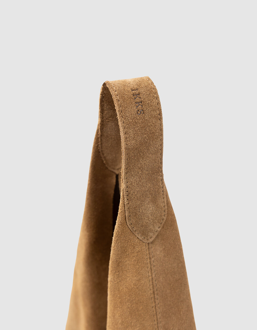borsa hobo in pelle scamosciata color cammello
