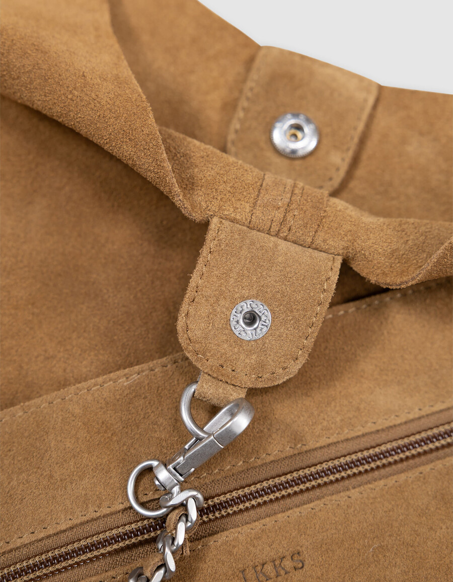 borsa hobo in pelle scamosciata color cammello
