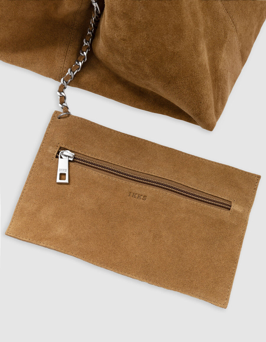 borsa hobo in pelle scamosciata color cammello