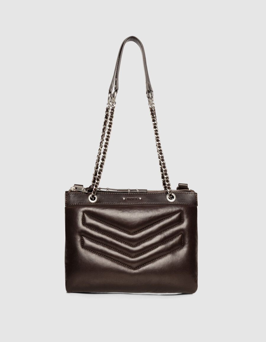 borsa a mano da donna modello reporter 1440 in pelle trapuntata marrone