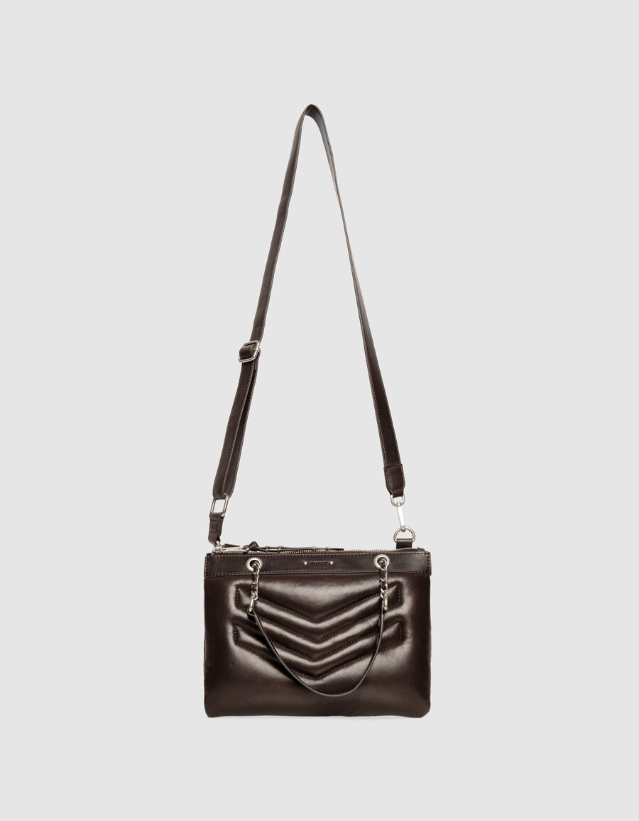 borsa a mano da donna modello reporter 1440 in pelle trapuntata marrone