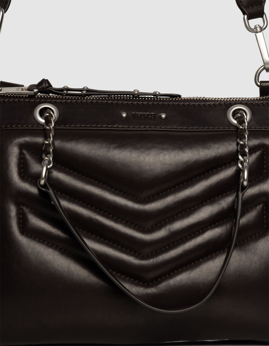 borsa a mano da donna modello reporter 1440 in pelle trapuntata marrone