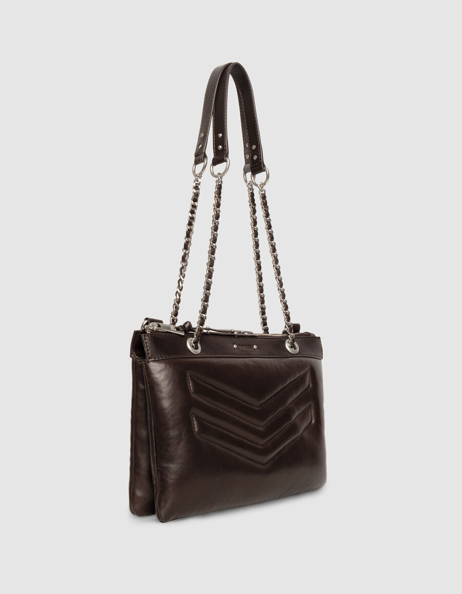 borsa a mano da donna modello reporter 1440 in pelle trapuntata marrone