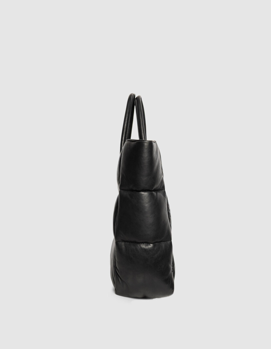 borsa tote in pelle trapuntata nera da donna