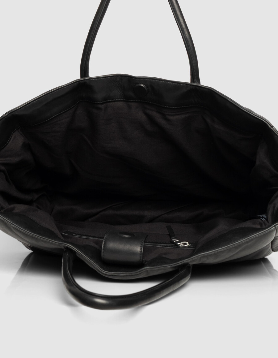 borsa tote in pelle trapuntata nera da donna