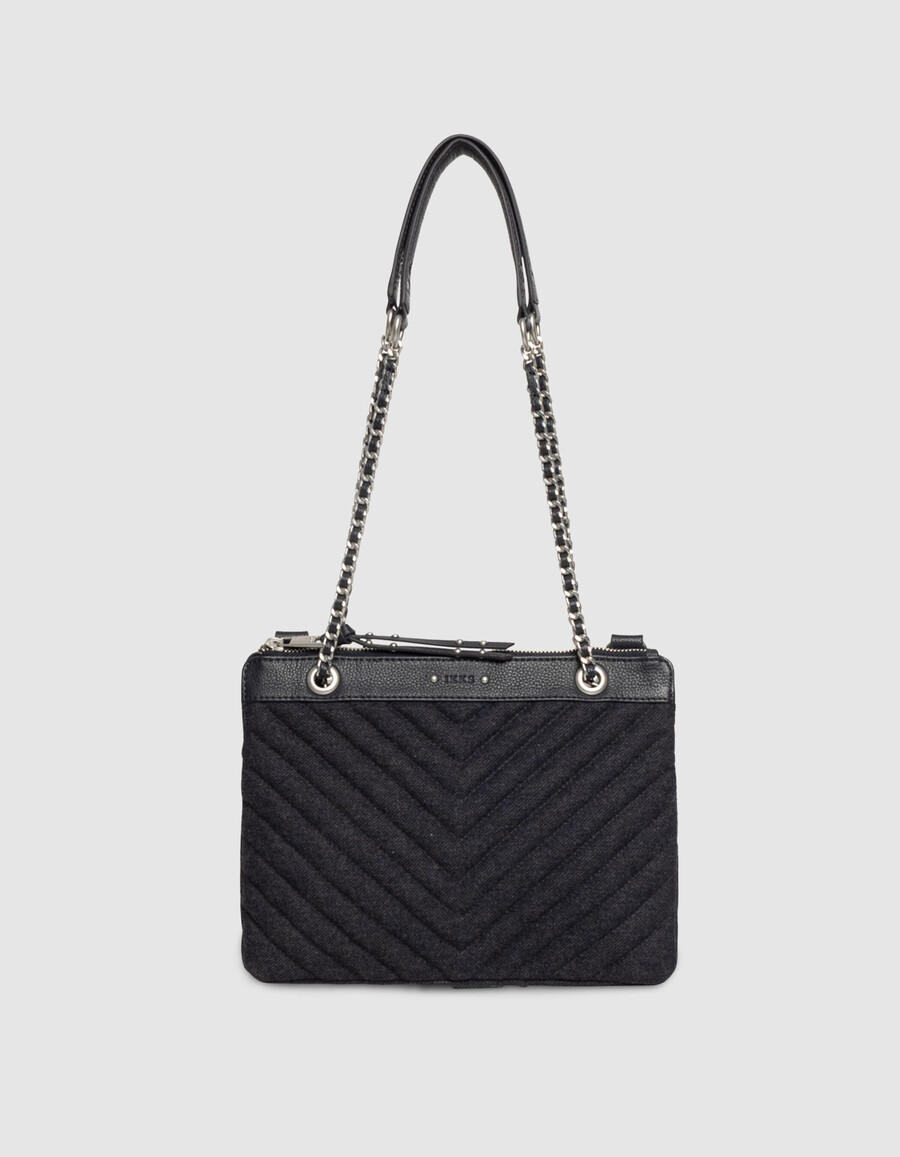 borsa a mano da donna modello reporter 1440 in flanella e pelle blu navy