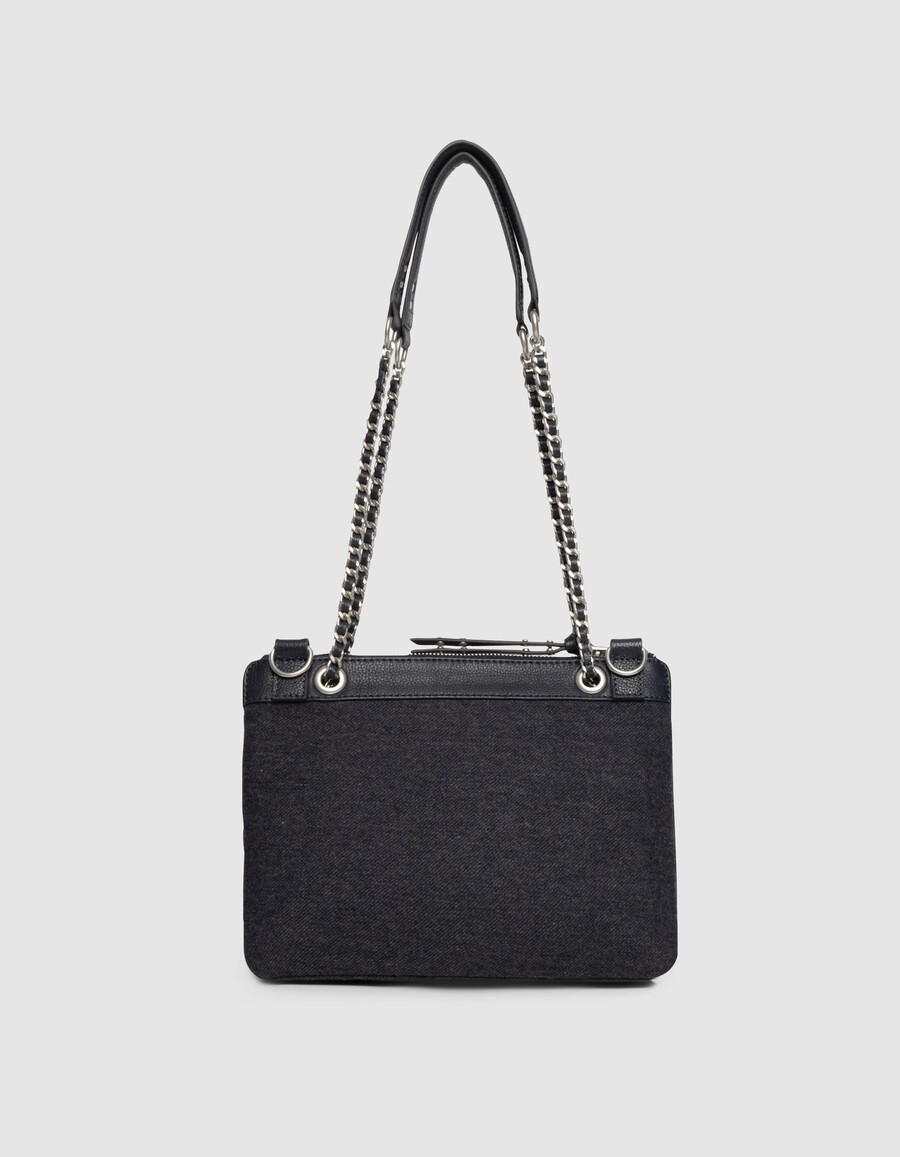 borsa a mano da donna modello reporter 1440 in flanella e pelle blu navy