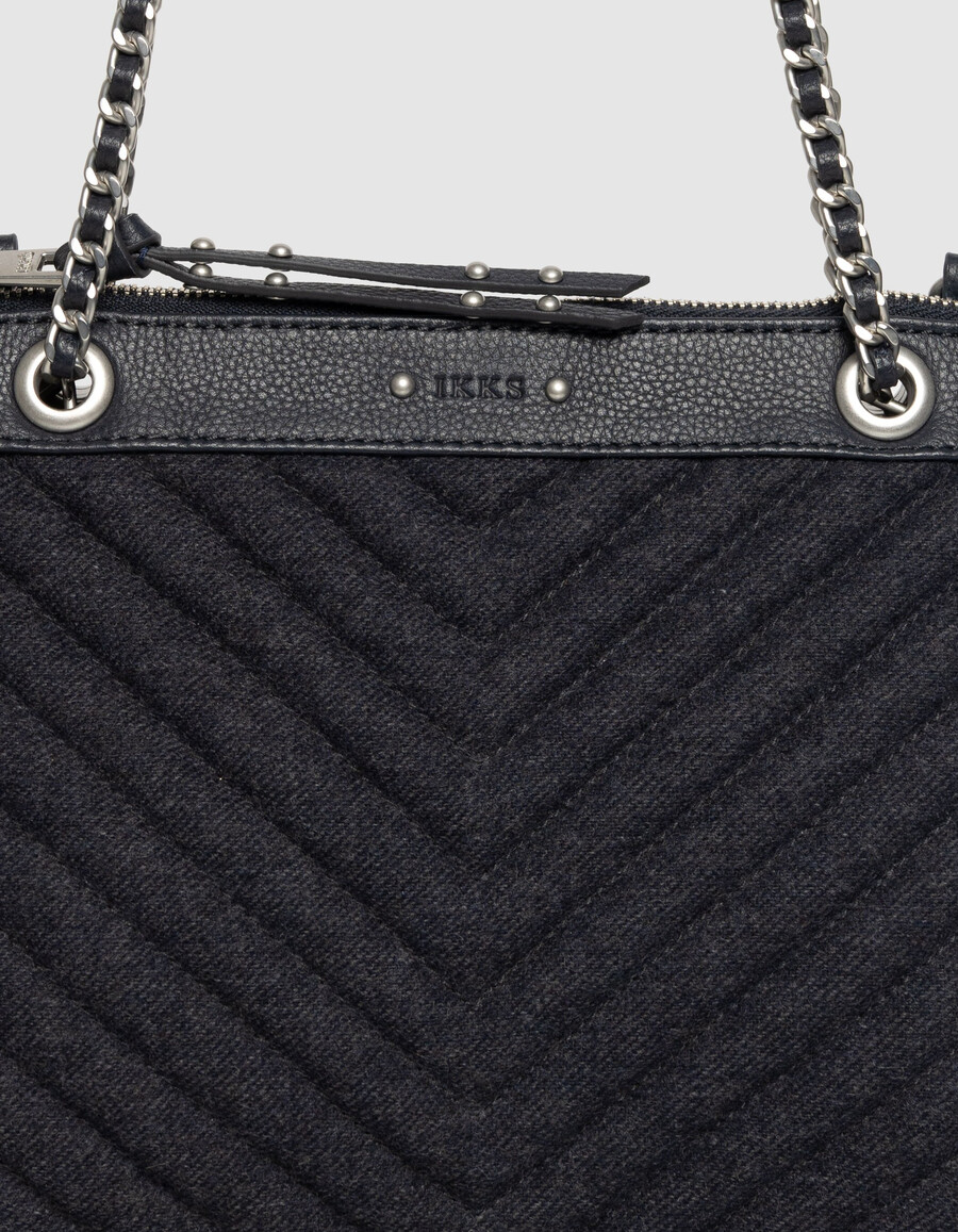 borsa a mano da donna modello reporter 1440 in flanella e pelle blu navy