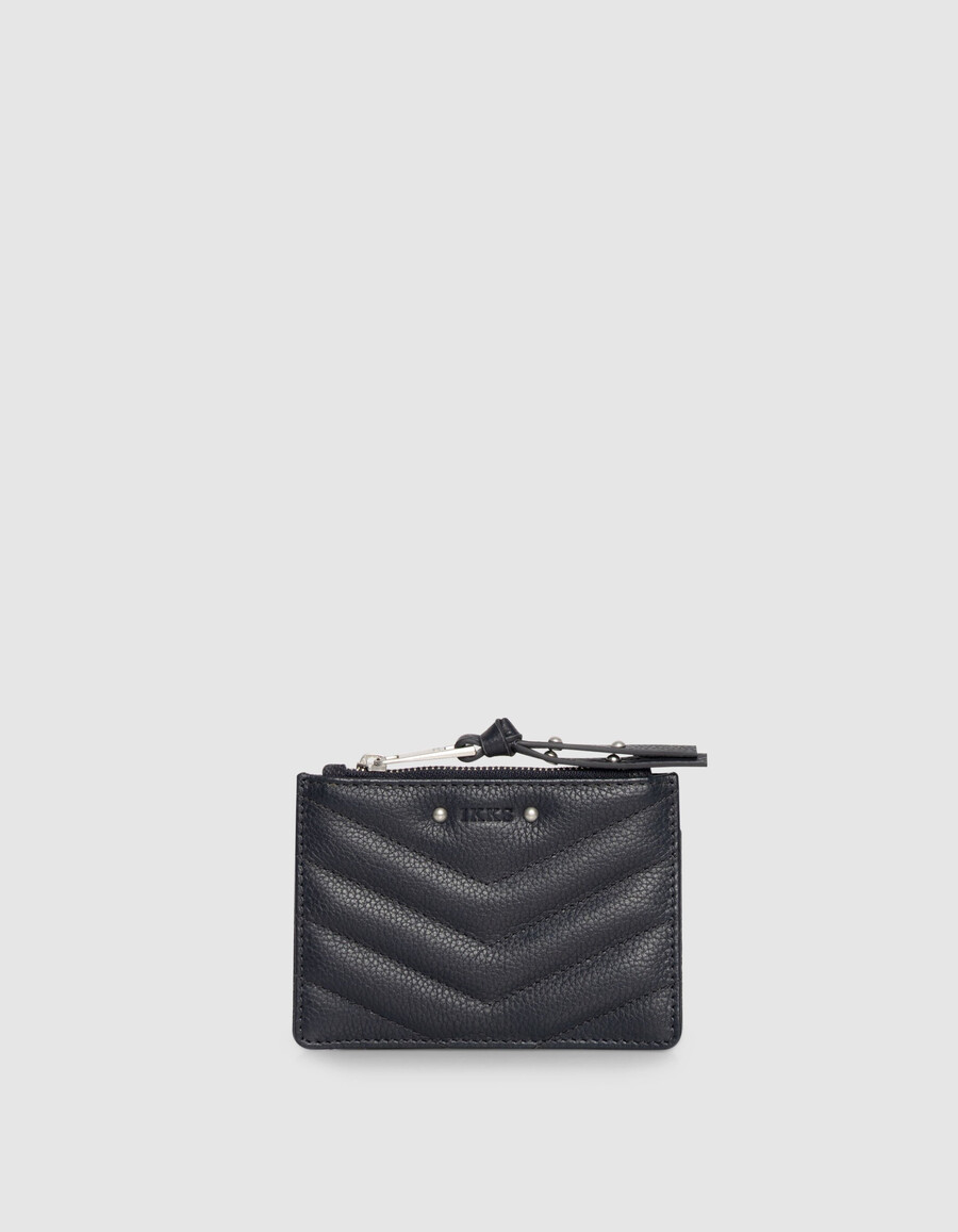 porta carte da donna 1440 in flanella e pelle blu navy