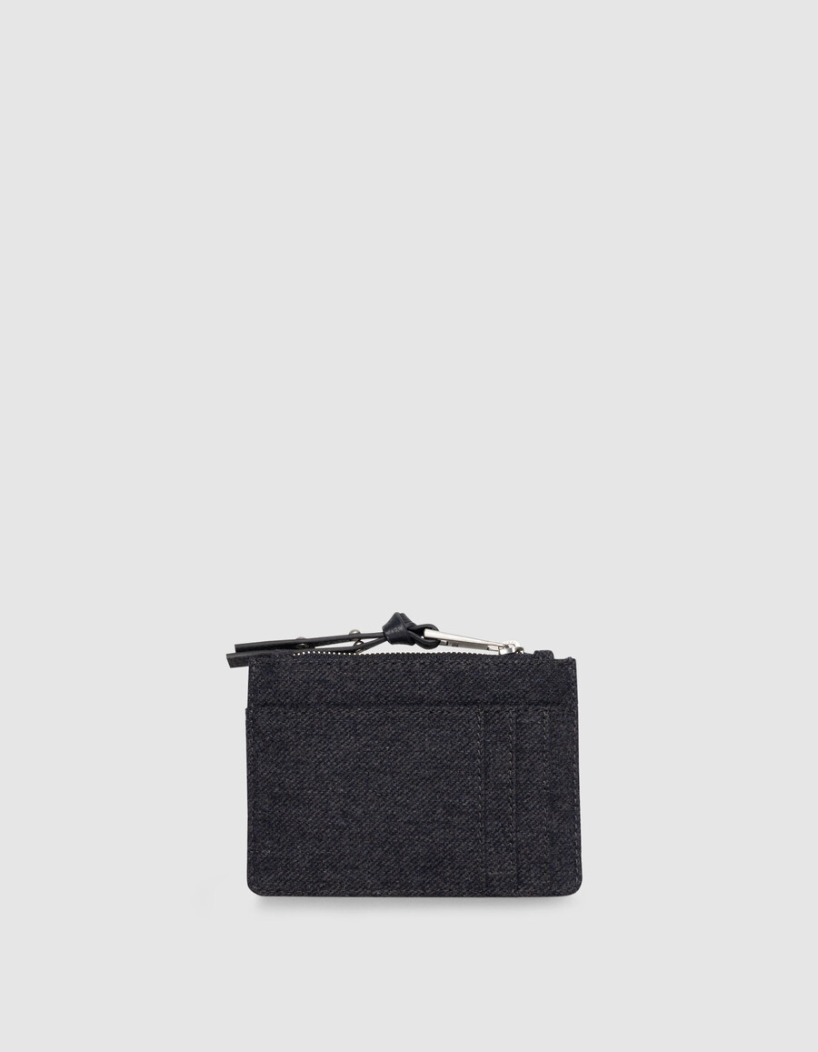 porta carte da donna 1440 in flanella e pelle blu navy