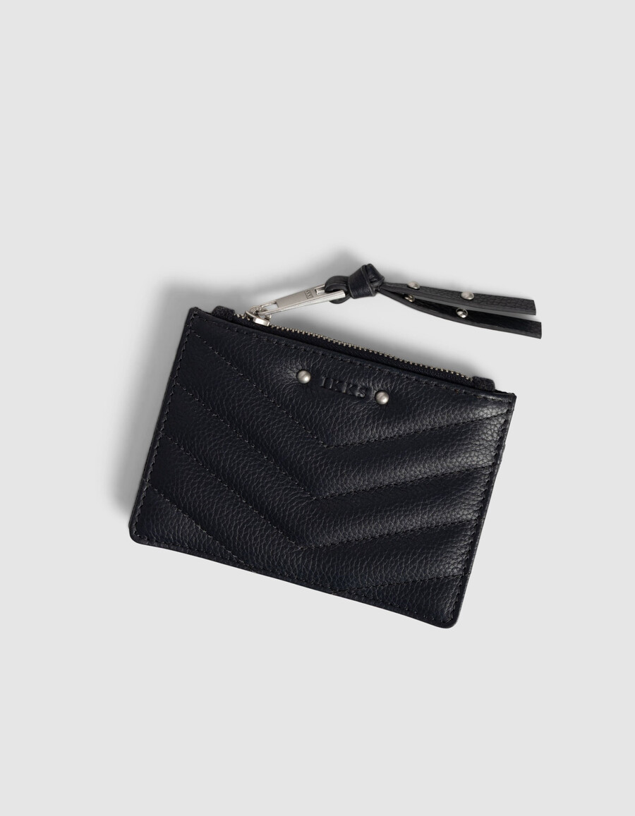 porta carte da donna 1440 in flanella e pelle blu navy