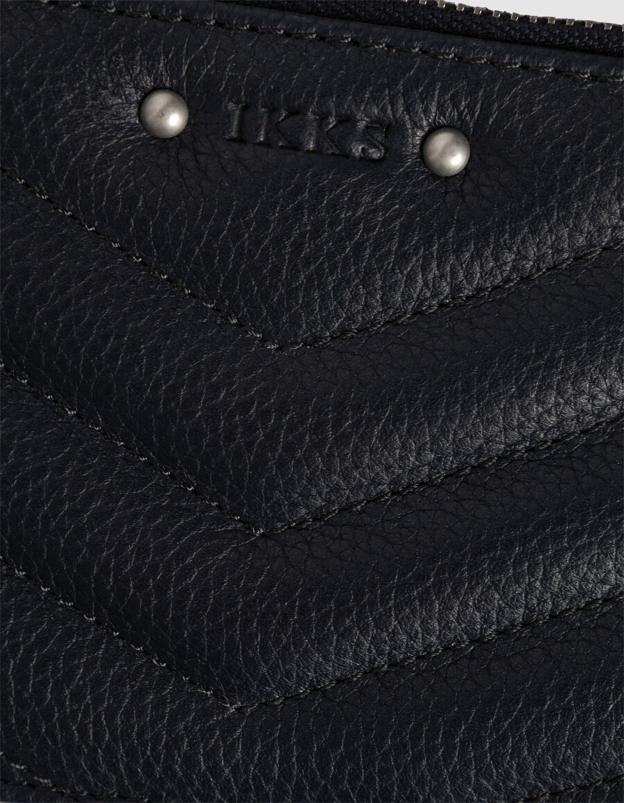 porta carte da donna 1440 in flanella e pelle blu navy