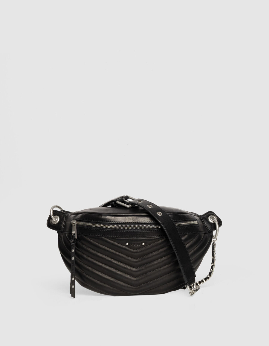 borsa a tracolla da donna in pelle trapuntata nera 1440