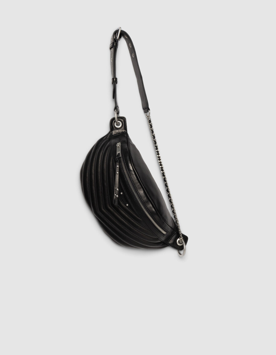borsa a tracolla da donna in pelle trapuntata nera 1440