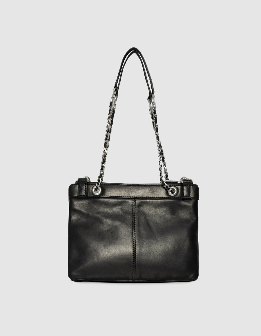 pochette da donna modello 1440 reporter in pelle trapuntata nera con borchie