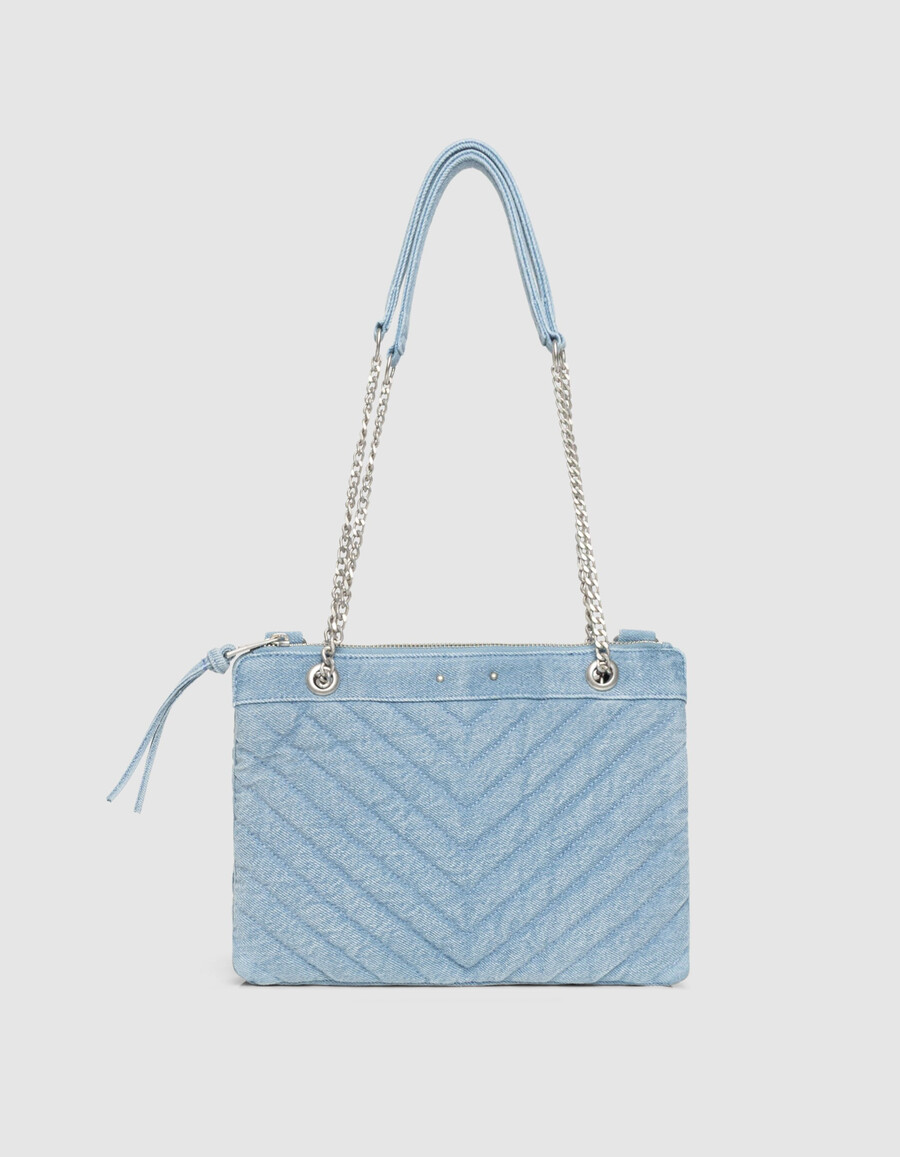 borsa a mano da donna modello reporter 1440 in denim blu sbiadito