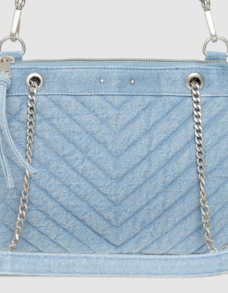 borsa a mano da donna modello reporter 1440 in denim blu sbiadito