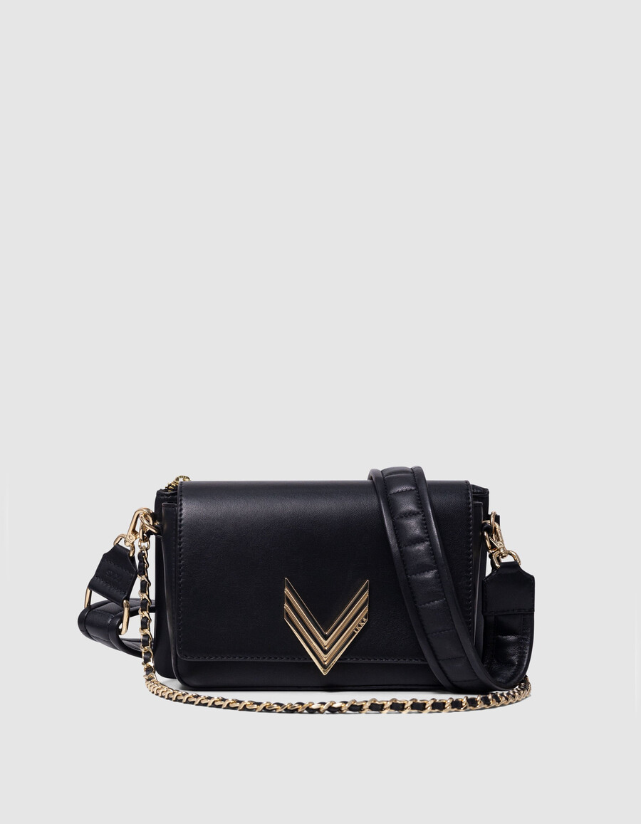 borsa romy 111 in pelle nera e oro metallizzato da donna