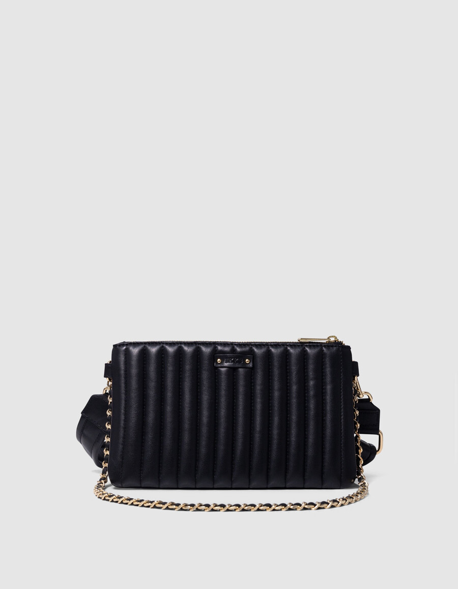 borsa romy 111 in pelle nera e oro metallizzato da donna