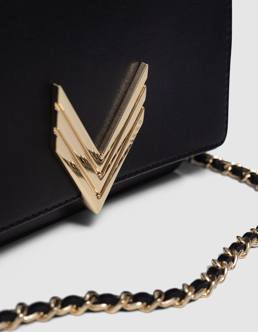 borsa romy 111 in pelle nera e oro metallizzato da donna