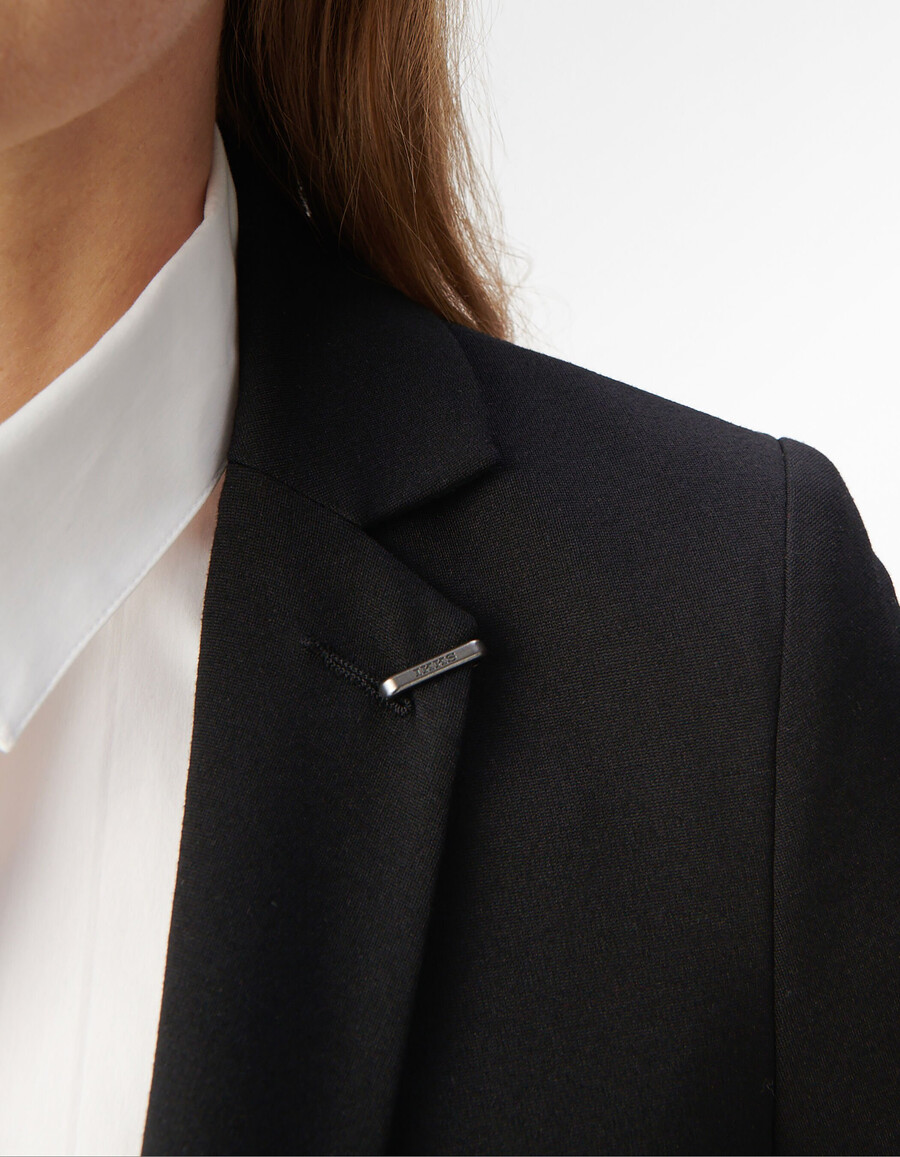 giacca da abito attillata in maglia milano nera da donna