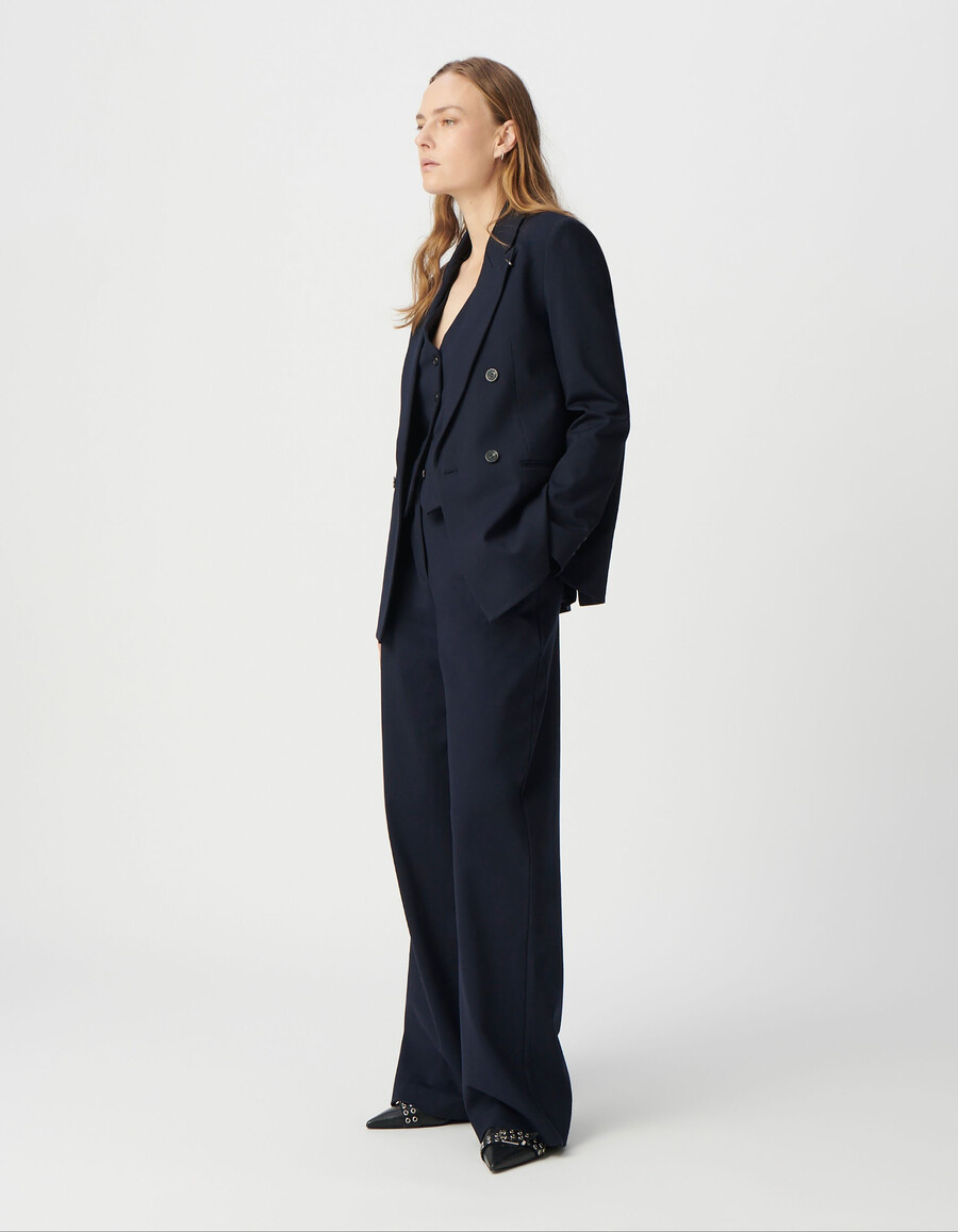 giacca da abito ampia in maglia milano blu navy da donna