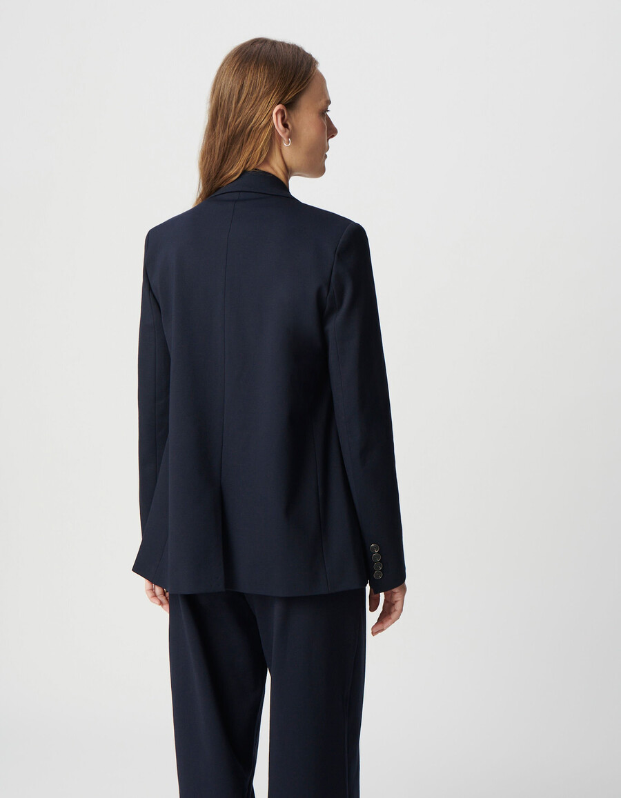 giacca da abito ampia in maglia milano blu navy da donna