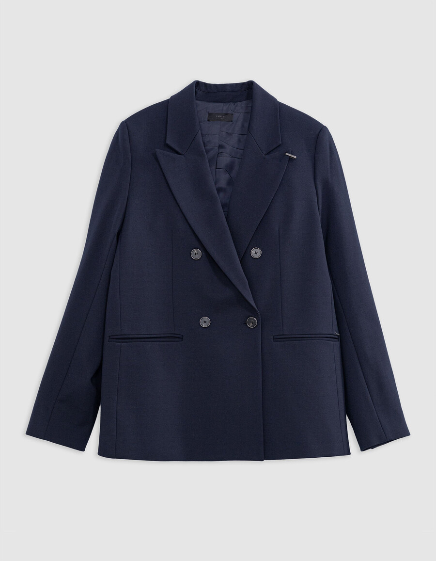 giacca da abito ampia in maglia milano blu navy da donna