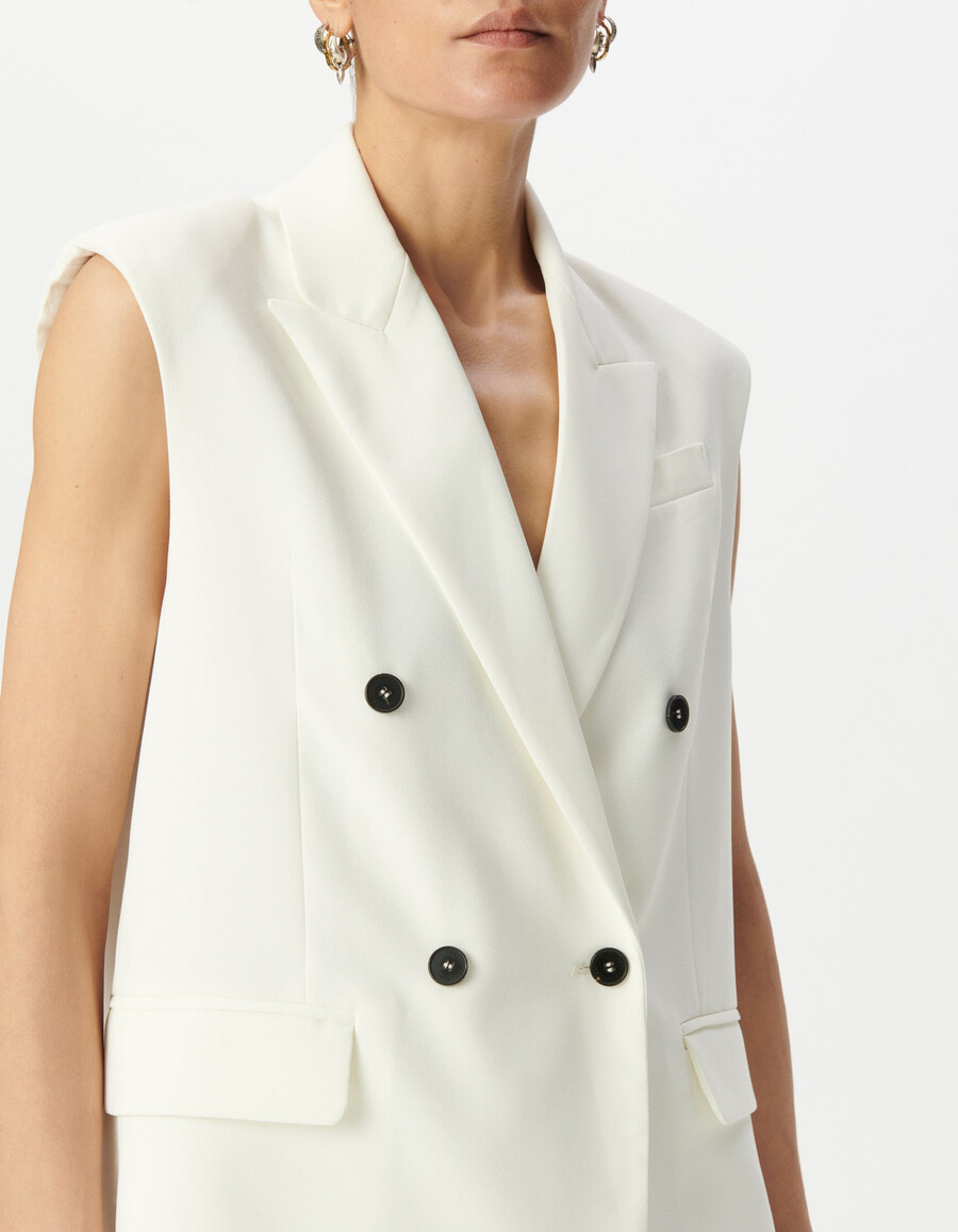 giacca da abito da donna in poliestere riciclato bianco