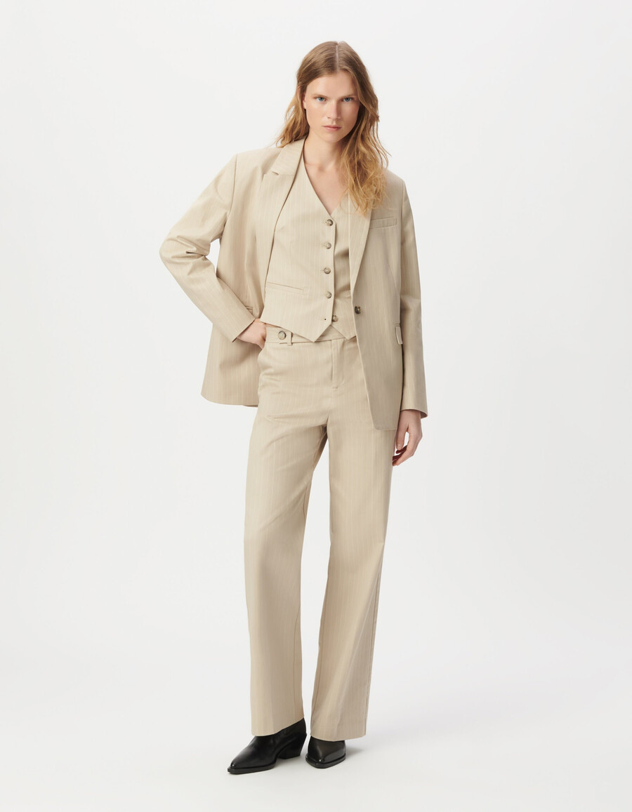 giacca da abito beige gessata da donna