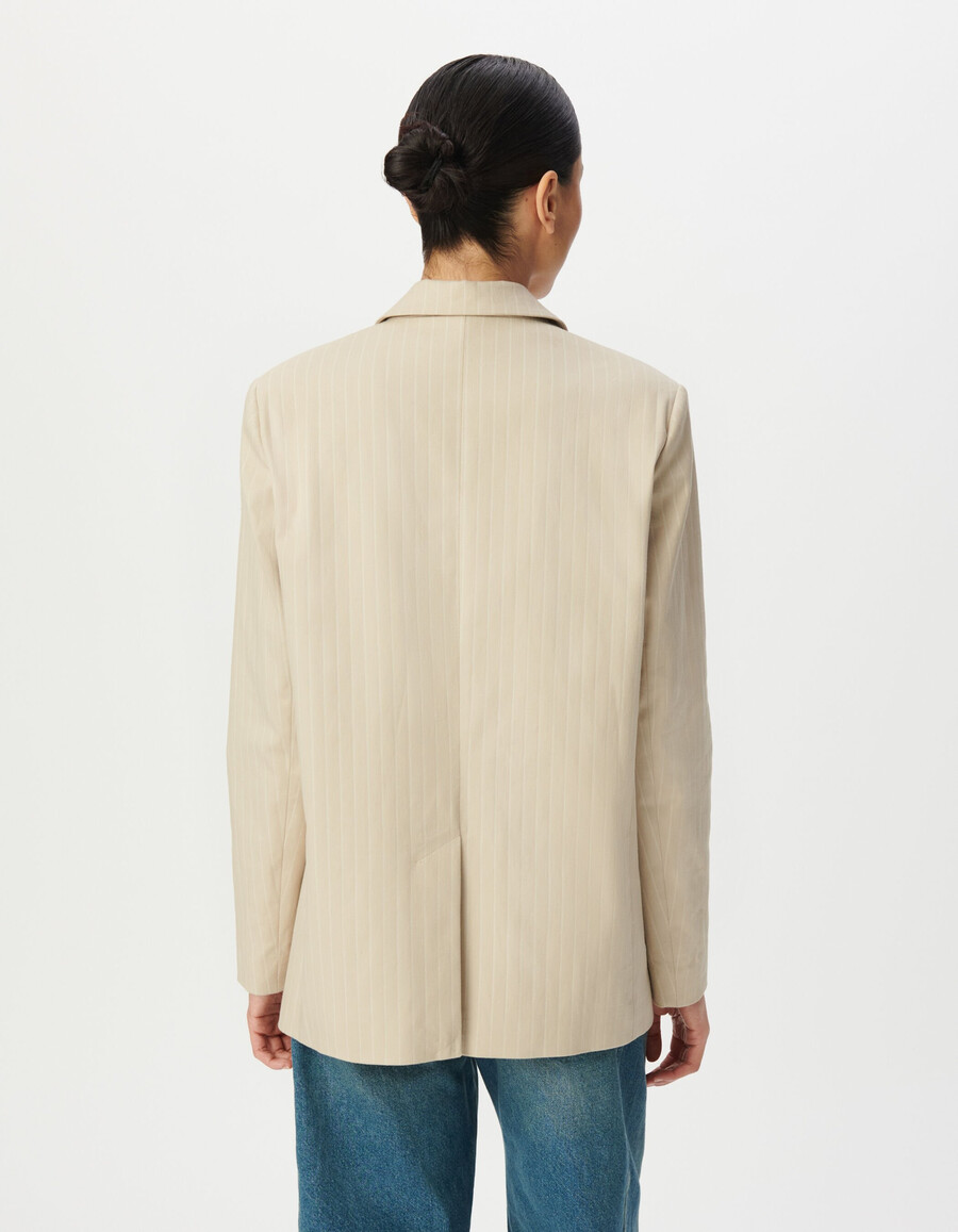giacca da abito beige gessata da donna