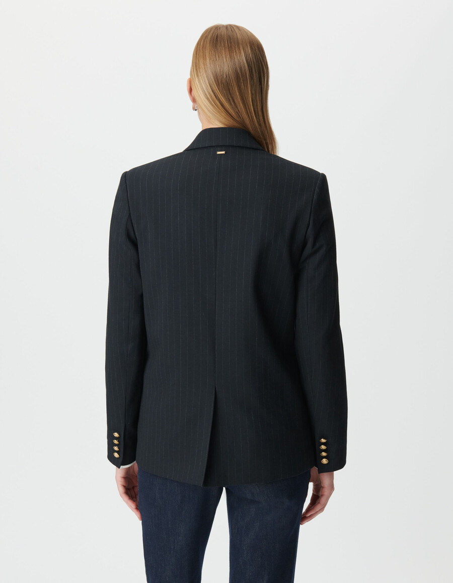 giacca da abito ampia a righe blu navy da donna