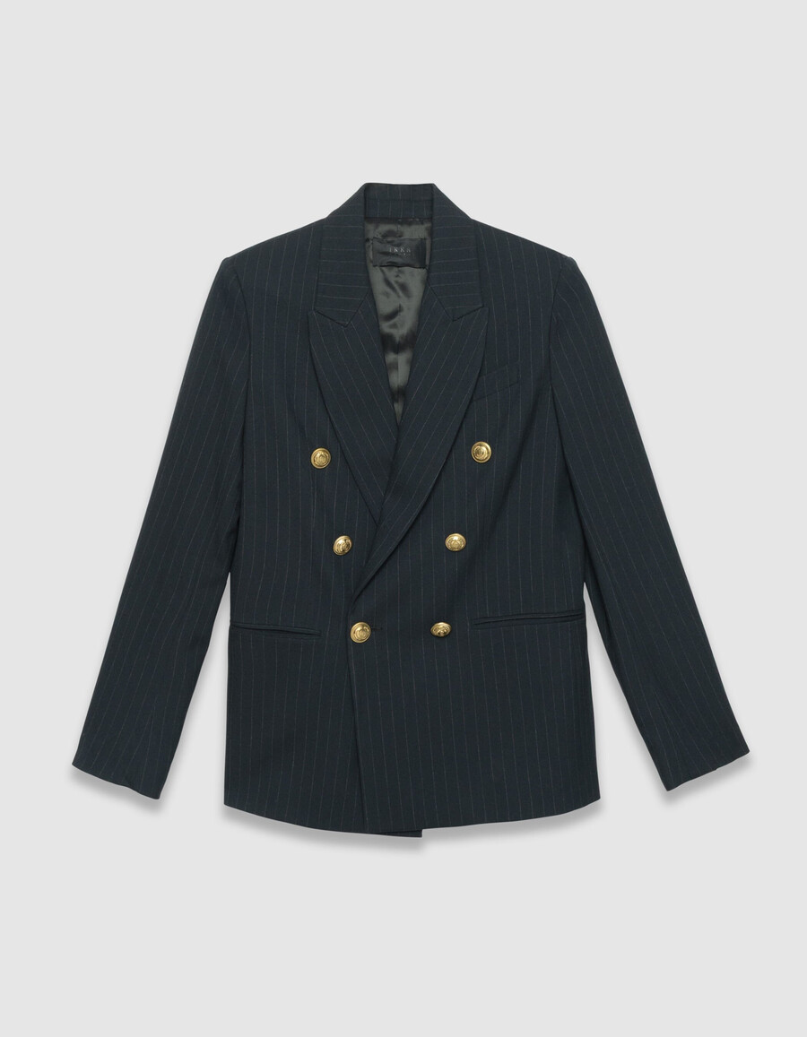 giacca da abito ampia a righe blu navy da donna