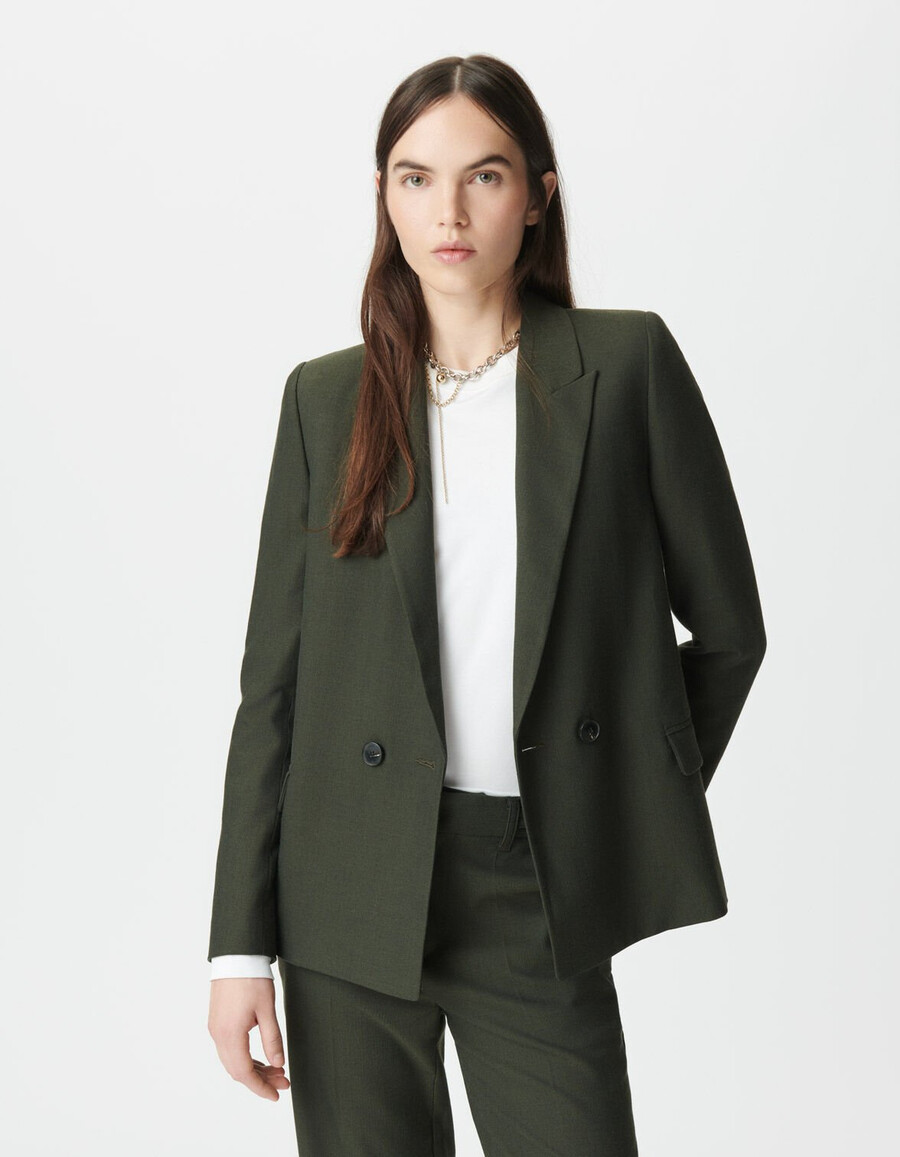 giacca da abito color cachi da donna con fodera staccabile